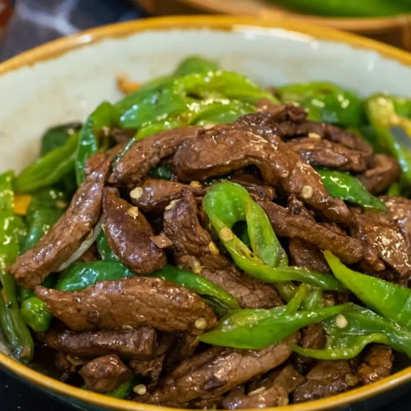 Beef in green pepper